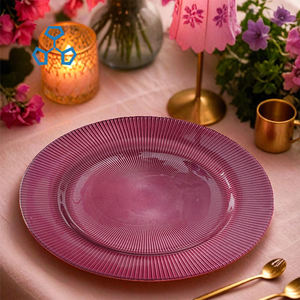 Grosir pelat pengisi daya cakram kaca radiasi sebening kristal desain klasik untuk pesta restoran dekorasi meja acara liburan - Product Image 3