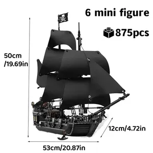 MOC Pirates <span class=keywords><strong>des</strong></span> Caraïbes Navire de Guerre Vengeur Perle Noire Bateau à Voile Jouet de Construction en Plastique Briques de Construction 4195 Kit d'Assemblage - Product Image 1