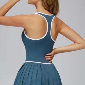 Теннисные платья для женщин с шортами и карманами и бюстгальтером с V-образным вырезом, наряды для гольфа - Product Image 2