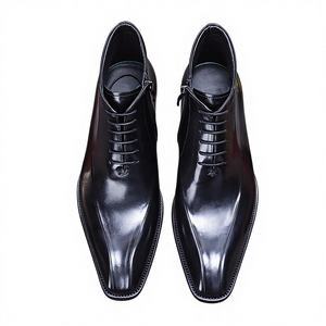 Botas de Desierto de Cuero Genuino de Primera Capa, Brillantes, Impermeables, Antideslizantes, Estilo Casual de Negocios para Otoño, Punta Cuadrada, Estilo Británico Formal - Product Image 1