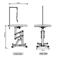Table de toilettage pour chien Shernbao FT-831 professionnelle en acier inoxydable écologique avec levage pneumatique et éclairage LED bicolore