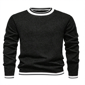 Pull-over pour homme anti-rides, col rond léger, en maille épaisse, coupe oversize, manches classiques, motif uni, idéal pour l'hiver - Product Image 4