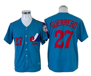 Venta al por Mayor de Camisetas de Béisbol Retro con Costuras Decorativas, 16 Bo Jackson, 9 Jackson, 21 <span class=keywords><strong>Clemente</strong></span>, 27 Guerrero, 99 Vaughn, 51 Johnson - Product Image 6