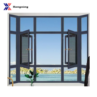 Portes et fenêtres modernes horizontales insonorisées en alliage d'aluminium et verre, double vitrage trempé, battantes, isolantes thermiquement, pour extérieur de villa