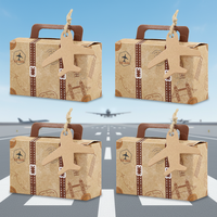 Mini boîtes en papier pliables jetables en forme de valise vintage pour bonbons, friandises, étiquettes, cadeaux de fête, emballage cadeau avec pelliculage brillant