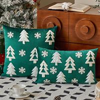 Nouvel arrivage de taie d'oreiller en velours brodé flocon de neige pour arbre de noël décor de canapé de maison housse de coussin en peluche de noël