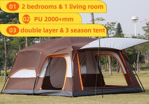 Tente <span class=keywords><strong>de</strong></span> <span class=keywords><strong>camping</strong></span> familiale durable en Oxford 210D avec sac <span class=keywords><strong>de</strong></span> transport, idéale pour les <span class=keywords><strong>vacances</strong></span> en <span class=keywords><strong>bord</strong></span> <span class=keywords><strong>de</strong></span> <span class=keywords><strong>mer</strong></span> - Product Image 4