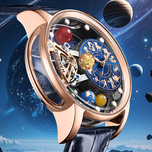 Nouvelle <span class=keywords><strong>montre</strong></span> mécanique pour <span class=keywords><strong>homme</strong></span> à cadran ajouré, signes du zodiaque et éléments du système solaire, style planétaire et tendance - Product Image 5