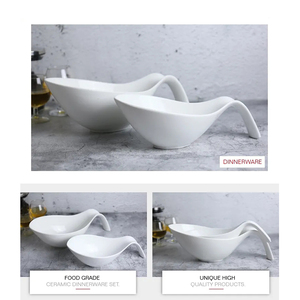 Bát Salad Hình Thìa Dung Tích Lớn Chất Lượng Cao Bát Sứ Màu Trắng Gốm Có Tay Cầm - Product Image 4
