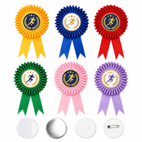Op maat gemaakte Kerst digitale print rosette award lint badge 75 mm gepersonaliseerde metalen & plastic prijsmedaille voor feesten en evenementen