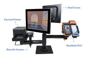 Support de borne de point de vente (PDV) flexible et pivotant, <span class=keywords><strong>prix</strong></span> d'usine, pour terminal de caisse enregistreuse de bureau, ensemble complet en métal pour le commerce de détail - Product Image 2