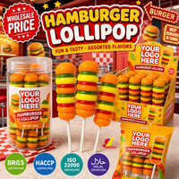 Sucettes Gélifiées Hamburger en Gros, Multicouches, Couleurs Assorties, Formes Amusantes, Saveur Fruitée, Bonbons en Vrac, Confiserie pour Fêtes d'Enfants