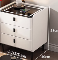 Table de chevet intelligente en bois massif 2025 avec serrure avancée et 2 tiroirs, style moderne et luxueux pour chambre d'appartement