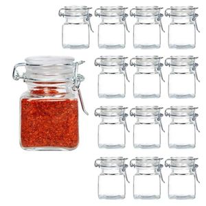 Grossiste – Pots à miel en verre transparent de 3,5 oz, pots à épices, contenants à épices vides, petits pots carrés en verre avec couvercle à charnière hermétique - Product Image 4