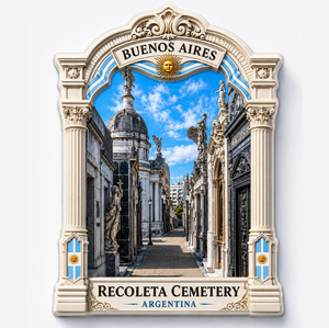 Nuevo Imán de Resina para Refrigerador con Diseño de Marco Arqueado 3D, Recuerdo de <span class=keywords><strong>la</strong></span> Atracción Turística del Cementerio <span class=keywords><strong>Recoleta</strong></span> de Argentina - Product Image 1
