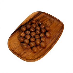 Plateau de service rectangulaire en bois d'acacia fait main de luxe avec poignée, finition polie, écologique et de qualité alimentaire - Product Image 1