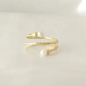 2022 Jewelry Fashion Gold Rhodium Double Pearls Ring 925 Silver