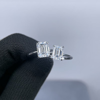 Bague solitaire en moissanite taille émeraude, argent sterling 925 plaqué rhodium, bijoux de fiançailles minimalistes pour femmes, GRA