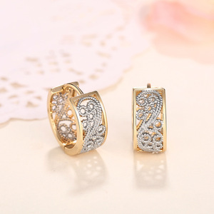 Elegant Two-tone <b>Hoop</b> <b>Earrings</b> 18K Gold Filled Vintage Crystal Rhinestone Women's Everyday Wear <b>Fine</b> Jewelry - Product Image 5