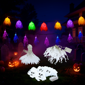 Halloween <b>String</b> <b>Lights</b> 24Ft 50LEDs 3D Skeleton Ghost Gauze Skull Spooky Hands Decor for Halloween - Product Image 2