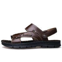 Nouvelle Collection Été Sandales en Cuir Véritable pour Hommes Chaussures de Plage Décontractées Tongs Antidérapantes Sandales Pieds Doubles Usages