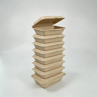 Boîte à lunch jetable en bagasse de canne à sucre de 600 ml