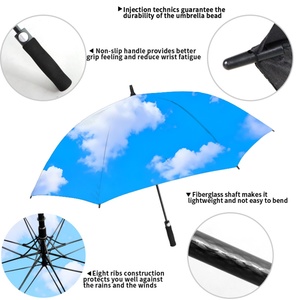 <b>Large</b> 62-Inch Automatic Open Golf Straight <b>Umbrella</b> Windproof Double Canopy Fiberglass Ribs Heavy Duty American Style for - Product Image 4