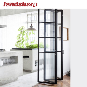 Lands harp Factory Edelstahl Moskito netz Türen Falten Figured Glass Aluminium Bifold Tür - Product Image 2