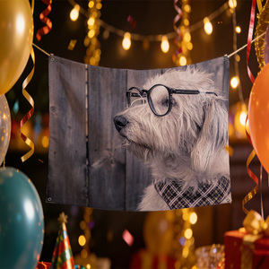 90x150cm 안경을 쓴 슬픈 강아지 깃발로 모든 공간을 따뜻하게 - 카페, 바, 집, 파티에 바로 활용 가능 - Product Image 4