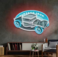 Kustom truk Pickup biru kecil, tanda Neon gaya Vintage Model mobil untuk Dekorasi Rumah & kantor dan pencahayaan