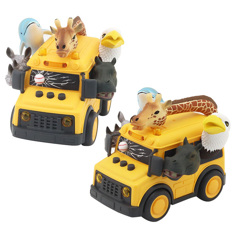 JinYing New Funny Animal School Bus Friction Inertia Toy Car Friction ...