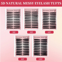 Extensions de cils gauche et droite effet œil de chat/renard, bouquets individuels 3D, aspect naturel, extensions de cils segmentées DIY