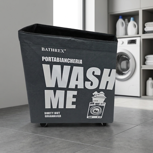 Cesto per Bucato Pieghevole in Plastica Bathrex con Ruote per Bagno e Conservazione Vestiti - Design Moderno Wash Me - Product Image 4