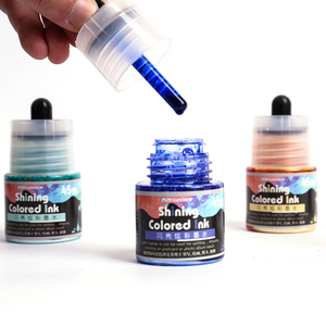 brillante tinta de color de brillo con cuentagotas botella de pintura de tinta de color puede llenar en cepillo pluma pincel - Product Image 2