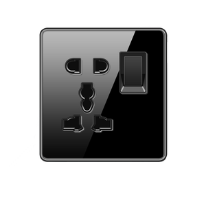 Presa a muro universale commutata 5 Pin 15A 220V interruttori elettrici di <span class=keywords><strong>lusso</strong></span> in vetro nero presa Multi presa presa - Product Image 1