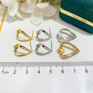 Juego de Accesorios de Plata S925 para DIY con Perlas, Bandeja Vacía, Colgante de Oro con Tres Diamantes, Joyería de Plata, Pendientes para Cristales 9342 - Product Image 4