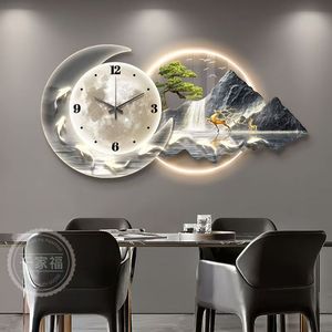 Phong Cách Mới Bức Tranh Phong Cảnh Đồng Hồ Treo Trang Trí Nội Thất Tường Nghệ Thuật LED Ánh Sáng Sơn Với Đồng Hồ Bức Tranh Tường - Product Image 6
