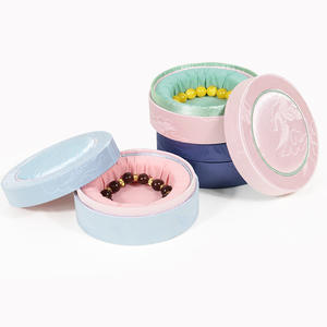 Guochao صندوق مجوهرات مستدير غطاء السماء والأرض على الطراز القديم حبات البوذية سوار تخزين البوتيك اليشم - Product Image 3