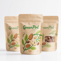Compostable Eco Recyclable Kraft Paper Zip Lock Bag with Aluminum Foil Inner for Bakery Tea Powdered Food Items