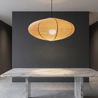 Nouvelle arrivée, lampe suspendue en tissu de lin Wabi Sabi pour salle à manger, salon de thé zen, lanterne ovale, lustre