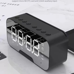 Haut-parleur portable avec radio-réveil, Bluetooth, batterie rechargeable, design à surface miroir, pour chambre à coucher et bureau - Product Image 4
