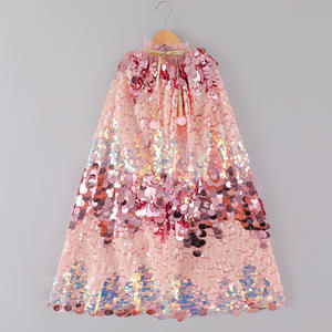 Boutique Kids Mermaid Cape Custom Children Fantasy Princess Cloak Tul con lentejuelas para fiestas y cumpleaños Bufandas y chales - Product Image 5