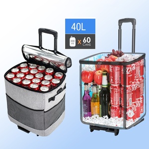 Nouveau <span class=keywords><strong>chariot</strong></span> de <span class=keywords><strong>courses</strong></span> <span class=keywords><strong>isotherme</strong></span> gris pour le camping en plein air, imperméable, <span class=keywords><strong>pliable</strong></span>, portable, poussé à la main, mobile - Product Image 4