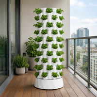 Tour hydroponique verticale d'intérieur à 10 niveaux avec pompe submersible et paniers en filet pour laitues, herbes et micro-légumes