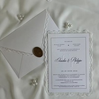 Invitation de mariage personnalisée exquise et populaire, avec bordure en dentelle vintage, suite de cartes en papier, carte de rappel de date, RSVP, impression typographique et dorure à chaud en relief