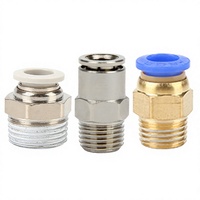 Sambungan Pneumatik Seri PC Tipe Push-In Lurus dengan Ulir Jantan untuk Selang PU 4-12mm M5-G3/8 Kuningan Baja Tahan Karat