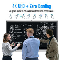 Tableau blanc interactif, écran tactile 4K, tableau intelligent avec écran tactile IR 40 points, caméra et microphones intégrés pour la salle de classe
