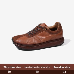 Stivali Desert in Vera Pelle Stile Vintage con Punta Rotonda e Lacci, <span class=keywords><strong>Scarpe</strong></span> da <span class=keywords><strong>Uomo</strong></span> con Suola Spessa, Casual Marroni Fatte a Mano per Viaggi d'Affari - Product Image 6