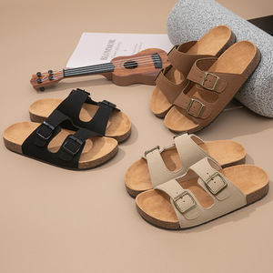 Nouveaux produits explosifs : Sandales plates à semelle en caoutchouc, doublure en <span class=keywords><strong>cuir</strong></span>, style <span class=keywords><strong>Birkenstock</strong></span> pour la plage, et pantoufles, qualité usine supérieure - Product Image 1