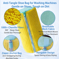 Sac de lavage pour chaussures en tissu durable avec fermeture éclair bleue - Matière polyester jaune pour tous types de chaussures